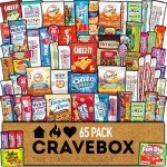 CRAVEBOX Snacks Box Variety Pack Care Package (65 Count) Easter Treats Gift Basket Adults Kids Grandkids Guys Girls Women Men Boyfriend Birthday Cookies Chips College Student Office School