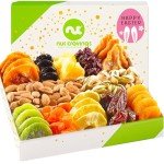 NUT CRAVINGS Gourmet Collection - Easter Treats, Dried Fruit & Mixed Nuts Gift Basket in White Gold Box (12 Assortments) Arrangement Platter Bday Care Package, Healthy Kosher