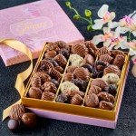 Chocolate Gift Box with Assorted Gourmet Chocolate - Pink Floral Gift Box - Food Gift Basket for Women - Birthday, Thank You, Present Idea for Her, Holiday Gift