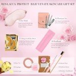 Spa Gifts for Women, 28pcs Rose Facial Skin Care Set includes Face Cream,Bath Oil,Shower Accessories. Body & Facial Kit for Women, Birthday Gift for Women, Mother's Day Gift