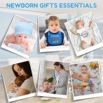 iAOVUEBY Baby Gift Set for Newborn, New Baby Boy Gift Basket, Newborn Essentials Hat Onesie Bear Toys Keepsake Blanket Infant Diaper Changing Pad Bibs, Baby Shower Gifts for Boys