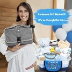 iAOVUEBY Baby Gift Set for Newborn, New Baby Boy Gift Basket, Newborn Essentials Hat Onesie Bear Toys Keepsake Blanket Infant Diaper Changing Pad Bibs, Baby Shower Gifts for Boys