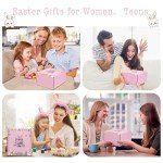 Munutix Easter Gifts for Women - 8 Pcs Easter Baskets for Teens,Gifts Baskets for Teens and Women,with Bunny Mugs,Bunny Candles,Socks and Hairbands