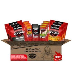 Jack Link's Spicy Beef Jerky Gift Basket Variety Pack - Includes Jerky, Meat Sticks, and Beef Steaks, Great Gift for Men, Perfect Hunting Trip Snacks, 15-Piece Assorted Spicy Meat Snack Pack