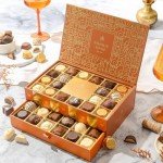Chocolate Gift Basket, Candy Food Gifts, Gourmet Snack Box, Holiday Present Idea, Corporate Him & Her, Men, Women, Two-Tier Box with Assorted Belgian Truffles, 10+ Flavors, Bonnie and Pop (Copper)