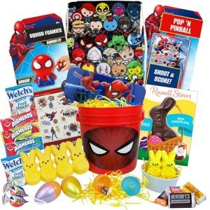 Superhero Easter Gift Basket For Kids, Boys, Girls - Already Filled With Chocolate, Candy, Eggs, Prefilled Easter Care Package