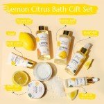 Lemon Scent Bath Spa Gift Box Set for Women - Shower Gel, Bubble Bath, Body Cream, Soap, Salt, Essential Oil