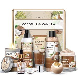 Gifts for Women, Birthday Gifts for Women, Bath and Body Gifts Set, Spa Gifts for Women Vanilla Coconut, Self Care Relaxing Bath Sets for Thank you Women, Mom, Grandma, Girlfriend, Sister, Friends