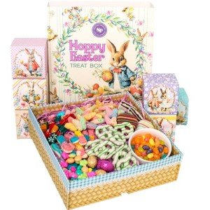 Easter Basket for Kids, Adults, Limited Edition Chocolate and Candy Gift, Chocolate Eggs, Cookies, Pretzels, Gummies, Jelly Beans, Prefilled Easter Basket Gift for Kids Women Men Boys Girls Adults Teens