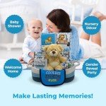 Welcome Home Precious Baby Gift Set | Newborn Baby Boy Gift Set with Baby Essentials | Baby Gift for Expecting Moms and Gender Reveals | Baby Layette Set | Blue Baby Gift Basket | Nikki's Gift Baskets