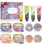 Gift Baskets for Women - Unique Candles Hand Lotion Cream Gifts Set, Christmas Gifts for Women, Relaxing Spa Baskets Gift Set, Holiday Birthday Gift for Mom Wife Coworkers Nurse Friends Teacher