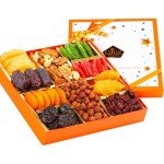 Cerez Pazari Dried Fruit and Nuts Gift Basket, Gourmet Holiday Gift Box Variety Of 10, Healthy Party Snack, Elegant Orange Box, 1.43 lbs