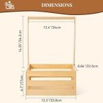 GiftAmaz Wooden Baby Shower Crate Closet, Baby Storage Crate Hamper with Handle, Basket for Baby Shower Gifts, Welcome Gift Basket for Newborn Boys Girls, Pregnancy Gifts for New Parents