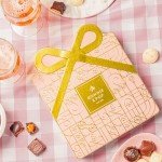 Easter Chocolate Gift Basket, Candy Food Gifts Arrangement Platter, Gourmet Snack Gift Bow Tin Box, Present Idea, Stocking Stuffer, Corporate Him & Her, Men Women Family Parties- Gourmet Belgian Truffles- Pink- Bonnie & Pop