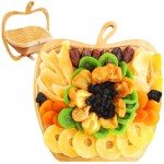 Anna and Sarah Large Size Dried Fruit Gift Basket, Healthy Gourmet Fruit Box, Holiday Food Tray, Medjool Dates, Apricot, Prunes, Mango, Pineapple, Kiwi, Pear and Raisin, Birthday, Mom, Dad, in Bamboo Basket
