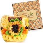 Anna and Sarah Large Size Dried Fruit Gift Basket, Healthy Gourmet Fruit Box, Holiday Food Tray, Medjool Dates, Apricot, Prunes, Mango, Pineapple, Kiwi, Pear and Raisin, Birthday, Mom, Dad, in Bamboo Basket