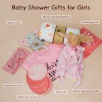 Baby Shower Gifts for Girls - New Born Baby Girls Gift Basket - Baby Gifts for Newborn Girl Essentials Stuff - Gender Reveal Ideas Welcome Baby Girl