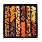 Happy Birthday Dried Fruit & Nuts Gift Basket Arrangement Platter, Gourmet Food Snack Box, Birthday Care Package, Healthy Kosher, Her Him (9 Assortments)