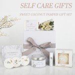 EXTALOW Spa Gifts for Women Bath and Body Gift Basket Mothers Day Gifts Coconut Lavender Home Spa Set Self Care Gift for Mom Sister Her Wife Birthday Gifts Spa Kit Care Package Thank You Gift