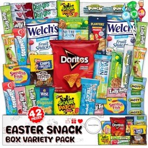 Sweet Gifting Easter Snack Box Variety Pack 42 Count - Assorted Snacks Variety Pack for Adults, Easter Snack Boxes for Kids and Care Package for College Students, Office, Birthdays & Back to School