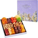 Easter Dried Fruit & Nuts Gift-Basket Arrangement Platter, Gourmet Food Snack Box, For Easter Day, Healthy Kosher, Her Him, 12 Snackberry Assortment (Single)
