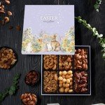 Easter Dried Fruit & Nuts Gift-Basket Arrangement Platter, Gourmet Food Snack Box, For Easter Day, Healthy Kosher, Her Him, 12 Snackberry Assortment (Single)