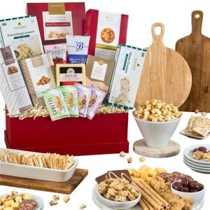 Snack Gift Basket Premium of Meat, Cheese, Cookies, Chocolate and Popcorn by GourmetGiftBaskets.com