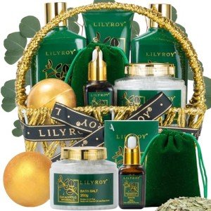Mother's Day Spa Gift Basket for Women 9 Pieces Premium Eucalyptus Bath & Body Care Kit for Women & Men, Holiday Gift for Christmas, Valentine's Day, Father's Day, Birthday with Shower Gel & More