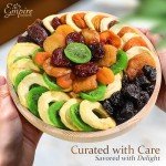Dried Fruit Gift Basket – Gourmet Dry Fruit Tray in Wooden Platter – Healthy Snack Food Gift Basket for Women and Men – Perfect for Birthday, Holiday, Corporate, Thank You Present