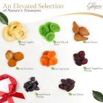 Dried Fruit Gift Basket – Gourmet Dry Fruit Tray in Wooden Platter – Healthy Snack Food Gift Basket for Women and Men – Perfect for Birthday, Holiday, Corporate, Thank You Present