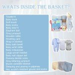 27-Piece Baby Shower Gifts for Boys, Newborn Essentials Must Haves,Large Baby Boy Gift Basket Set Essential Stuff,Gender Reveal Gifts,Rattle Swaddle,Blue,Baby Registry Search,Diaper Caddy Organizer