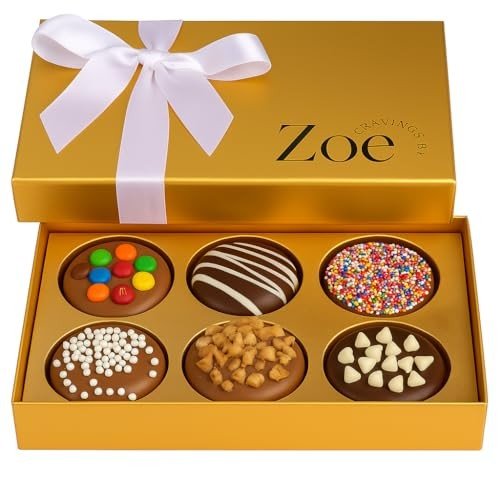 CRAVINGS BY ZOE Easter Chocolate Covered Cookies Gift Basket | 6 Piece | Kosher Milk & Dark Belgian Chocolate Gourmet Food Gift Box | Birthday, Mothers Day, Thank You, Candy Gifting Men Women Her