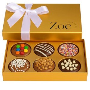 CRAVINGS BY ZOE Easter Chocolate Covered Cookies Gift Basket | 6 Piece | Kosher Milk & Dark Belgian Chocolate Gourmet Food Gift Box | Birthday, Mothers Day, Thank You, Candy Gifting Men Women Her