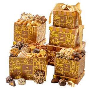 Gift Basket, Gift Tower, Chocolate Candy Snack Treat Gift Box Assortment - Men, Women, Corporate, Office, Employee, Appreciation, Thank You, Party- Bonnie and Pop (Chocolate)