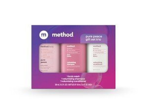 Method Body Wash and Hair Care Gift Set, Pure Peace, 3.4 oz Travel Size Bottles