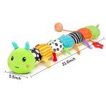 Baby Sensory Toy 0-6 Month Music Animal Stuffed Plush Caterpillar Toy for Infant 0-3-6 Month Tummy Time with Baby Mirror Crinkle Rattle 6-12 Month Newborn Boy Girl Easter Basket Stuffers Shower Gifts