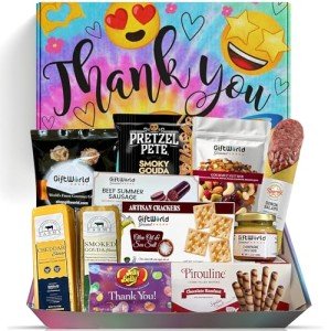 GiftWorld Thank you Meat and Cheese Basket - Gourmet Food Gifts for Gratitude, Appreciation Basket for Men, Women, Couples, Families, Coworkers, Easter and Employees Appreciation Gifts