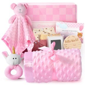Baby Shower Gifts for Girls - Premium 10-Piece Baby Bundle | Baby Girl Gifts & Baby Gifts for Girls Newborn 0-6 Months | Keepsake Set with Blanket, Bibs, Lovey, Rattle & More