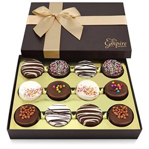 Gourmet Cookies Gift Basket - Delicious Chocolate Gift Basket Great for Birthday Treats for Women and Men - Fancy Chocolate Covered Cookies for Gifting, 12 Count
