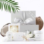 LaurGifts Sweet Coconut Spa Gift Baskets for Women – Luxury Birthday Bath Gifts for Mom, Wife, Sister, Friend - Self-Care and Relaxation Mother’s Day Gifts - Gift Baskets for Her for All Occasions