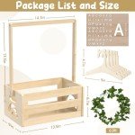 Baby Shower Gifts Basket Wooden Crate, Personalized Wooden Letters and Baby Clothes Hangers New Born Baby Girl Boy Gifts Vine Decorations Cute Closet with Handle Pregnancy Gifts for New Mom Parents