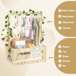 Baby Shower Gifts Basket Wooden Crate, Personalized Wooden Letters and Baby Clothes Hangers New Born Baby Girl Boy Gifts Vine Decorations Cute Closet with Handle Pregnancy Gifts for New Mom Parents