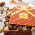 Chocolate Gift Basket, Candy Food Gifts Arrangement Platter, Gourmet Snack Gift Bow Tin Box, Present Idea, Stocking Stuffer, Corporate Him & Her, Men Women Family Parties- Gourmet Belgian Truffles- Brown- Bonnie & Pop