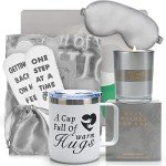 COHSRMN Get Well Soon Gift Basket for Women, Sympathy & Self Care Package, Candle Gift Set with Scented Candle, Mug, Eye Mask, Socks & Blanket