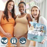Baby Gift Set Baby Shower Gifts Basket for Newborns New Born Baby Boy Gift Set Blue Baby Gift Basket with Baby Rattle Muslin Towel Security Blanket Gender Reveal Gifts for Baby Girls Boys