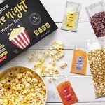Pop n' Dulge Popcorn Movie Night Supplies 16 pcs Gift Set, 5 Gourmet Popcorn Kernels, 5 Seasoning Variety Packs Non-GMO Kosher Snacks, Great Housewarming Family Date Night Gifts Basket Ideas For Him Her