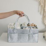 PUTSKA Nursery Storage Basket - Baby Diaper Caddy Organizer for Diaper Station, Newborn Essentials, Baby Shower Gifts and Registry Must-Haves for Boy or Girl