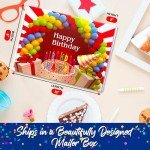 GiftWorld Happy Birthday Box For Him or Her Includes Delicious Meats, Cheese, Pretzels, Popcorns, Cookies, and More | Meat and Cheese Gift Basket - Charcuterie Board Food, Birthday Food Gifts Assortment For Men, Women, Brother, Sister, Daughter, Son, Mom, Dad and Celebrations