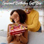 GiftWorld Happy Birthday Box For Him or Her Includes Delicious Meats, Cheese, Pretzels, Popcorns, Cookies, and More | Meat and Cheese Gift Basket - Charcuterie Board Food, Birthday Food Gifts Assortment For Men, Women, Brother, Sister, Daughter, Son, Mom, Dad and Celebrations