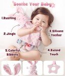 Golray 9pcs Baby Girl Gifts, Baby Shower Gifts for Girls Baby Toys 0-6 Months with Bunny Rattle, Blanket/Onesies/Headband/Socks, New Born Essential Stuff, Gender Reveal Ideas Infant Baby Gift Basket